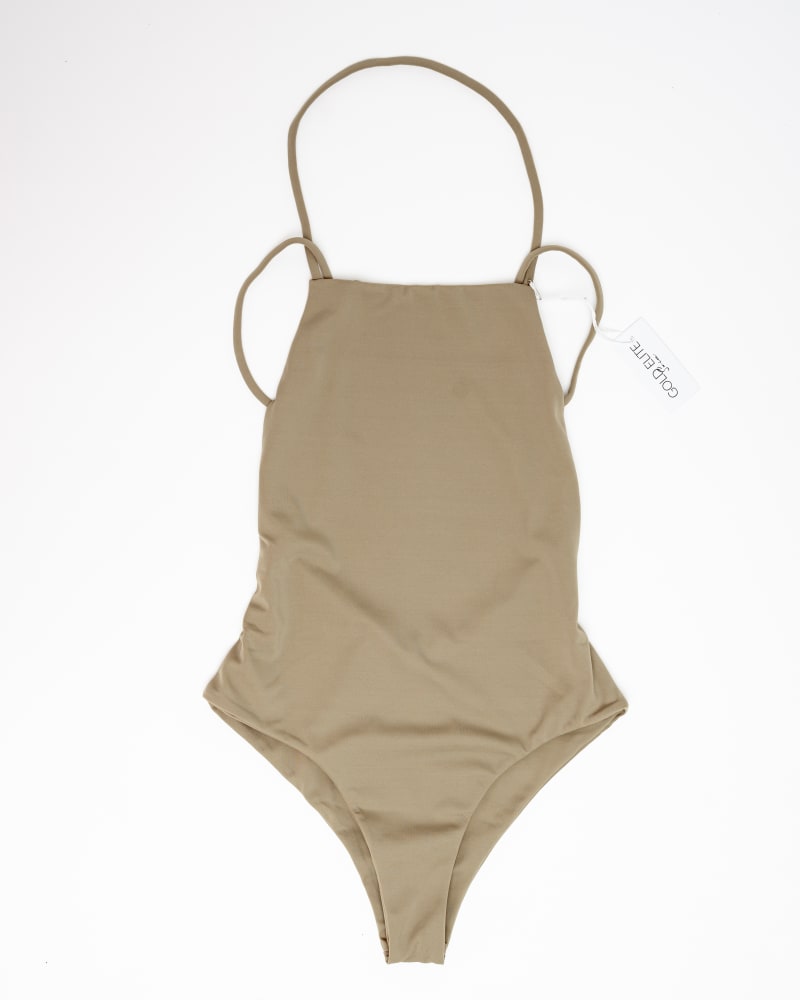 Front of a size L Mia One Piece in Olive by Gold Elite Apparel. | dia_product_style_image_id:284863